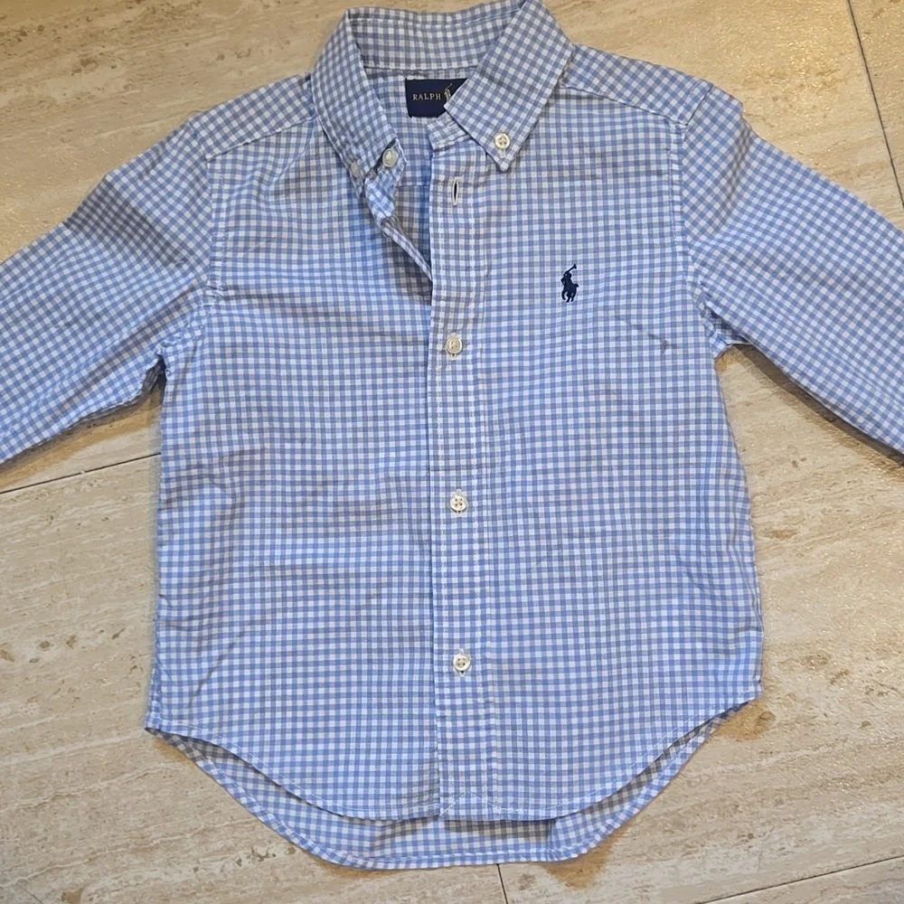 Ralph Lauren Blue/White Checkered Print Button-Down Shirt
